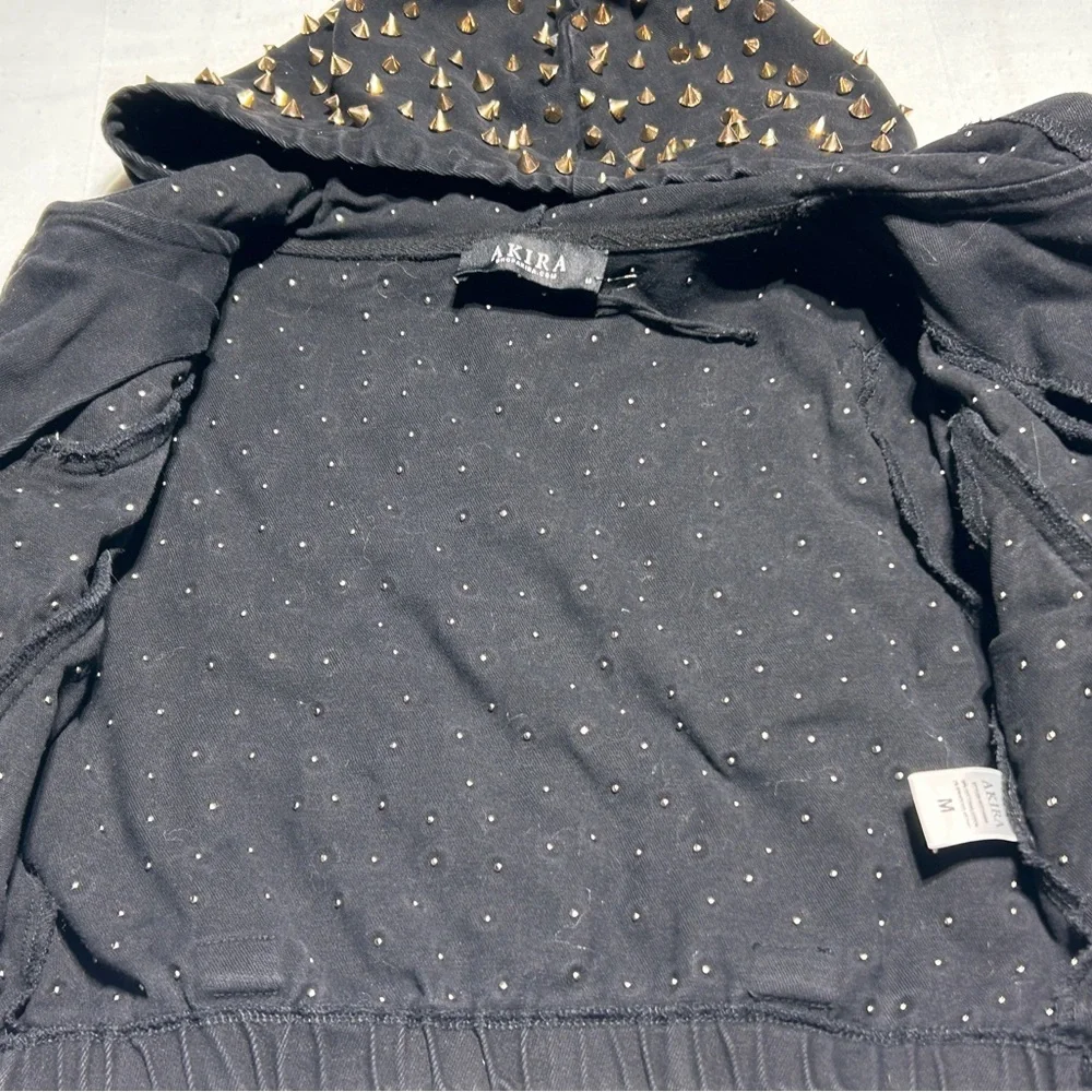 AKIRA Black Bomber Jacket with Gold Studs - Picture 5 of 11